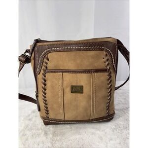 BOC Crossbody Purse Shoulder Bag Brown Tan Leather Born Concept B.O.C. Handbag